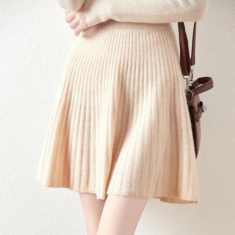 Valeria Merino Wool Ribbed Skirt